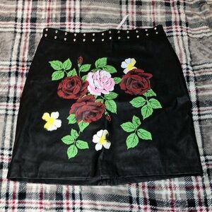 ASOS Black Floral Pencil Skirt with Studded Waistband
